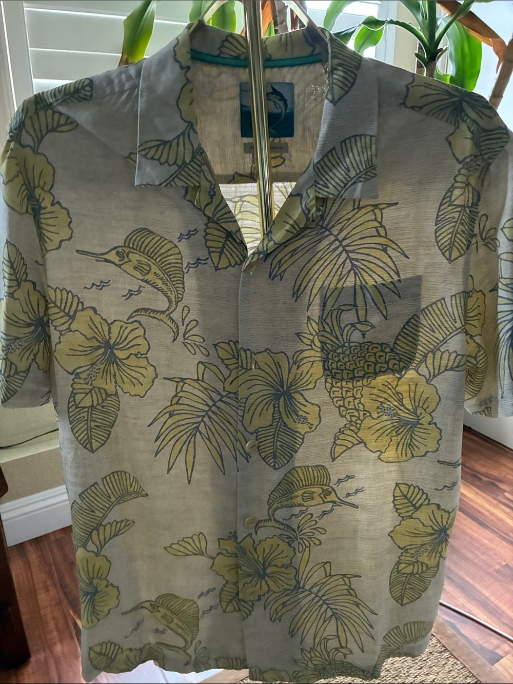 Tommy Bahama Gray and Yellow Tropical Short-Sleeve Shirt Jacket